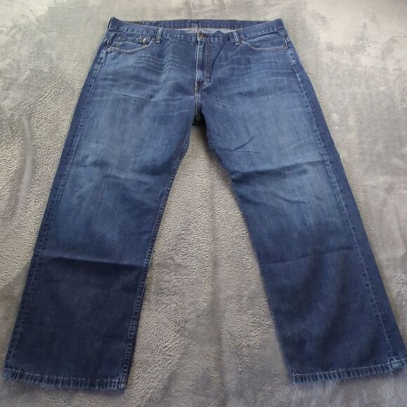 Levis Jeans Mens 42 x 28 Blue 569 Denim Blue Jeans Loose Straight‎ Fit Dark Wash - Picture 1 of 10